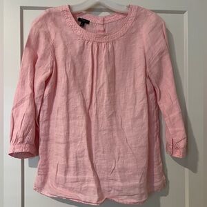 Talbots Pink Linen Blend Round-Neck Blouse